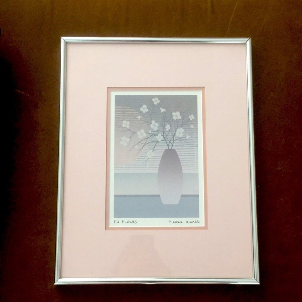 Pierre Girard En Fleurs Framed Art Print Pink Chrome Metal Mirror Finish Modern